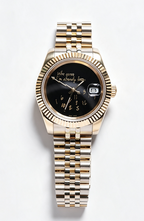 Gold‑Tone Custom NH35 Watch, Black Quote Dial