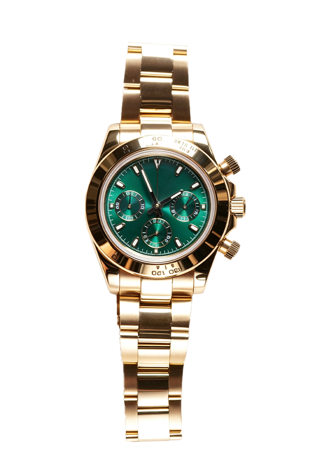 Gold‑Tone Custom Green Dial Racing Chronograph