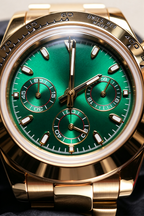 Gold‑Tone Custom Green Dial Racing Chronograph