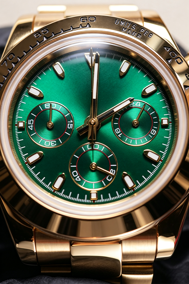 Gold‑Tone Custom Green Dial Racing Chronograph