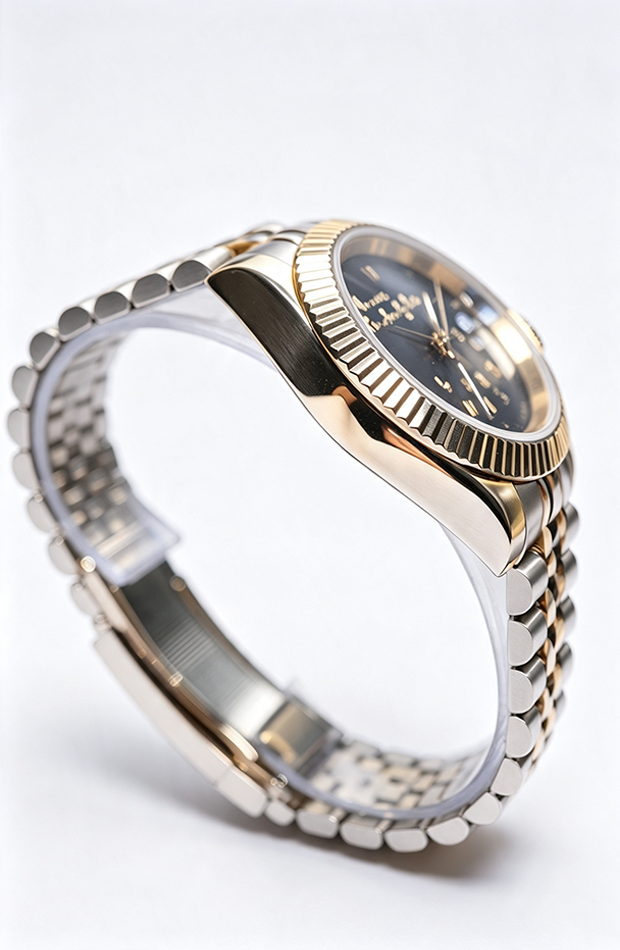 Gold‑Tone Custom NH35 Watch, Black Quote Dial