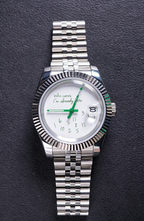Green Custom NH35 Watch, Quote Dial