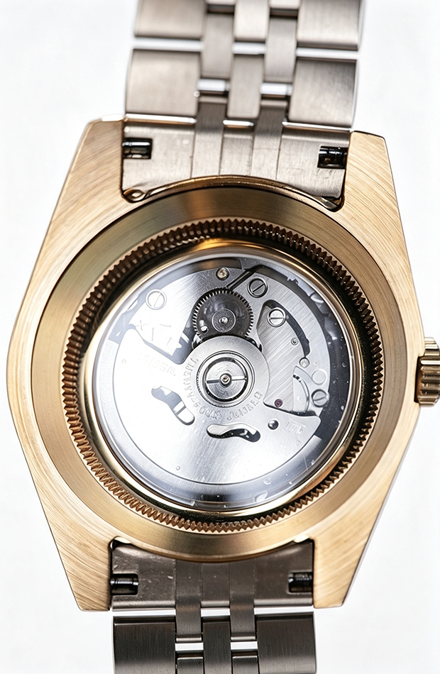 Gold‑Tone Custom NH35 Watch, Black Quote Dial