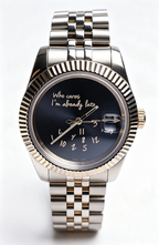 Gold‑Tone Custom NH35 Watch, Black Quote Dial