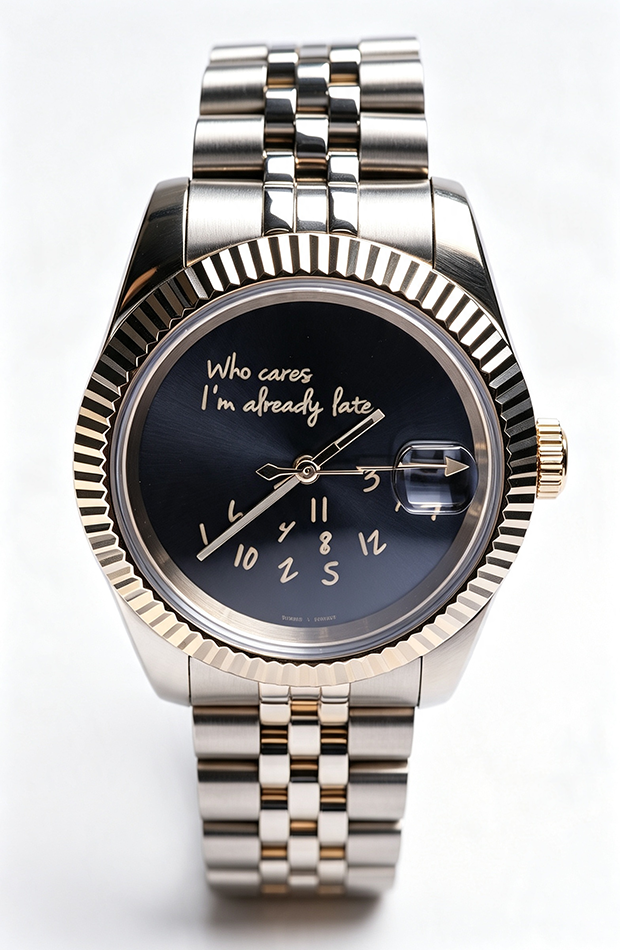 Gold‑Tone Custom NH35 Watch, Black Quote Dial