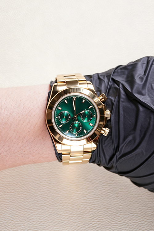Gold‑Tone Custom Green Dial Racing Chronograph