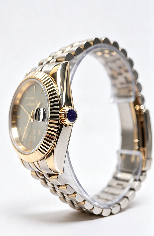 Gold‑Tone Custom NH35 Watch, Black Quote Dial