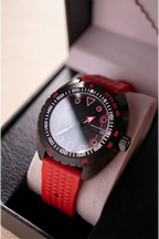 Black‑Red Custom NH35 Diver Watch