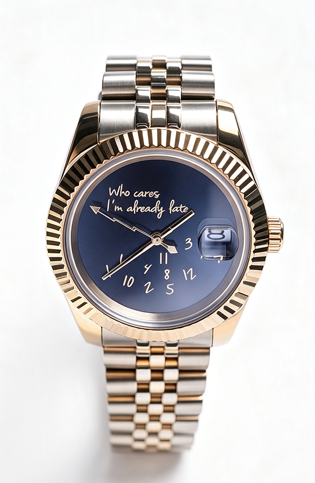 Gold‑Tone Custom NH35 Watch, Black Quote Dial