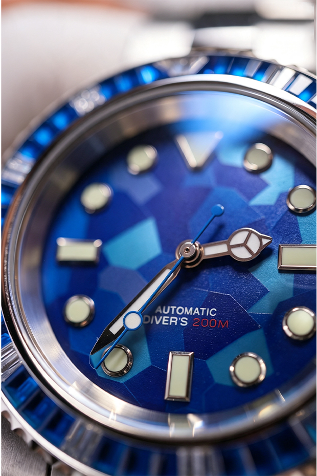 Blue Mosaic Custom NH35 Diver Watch