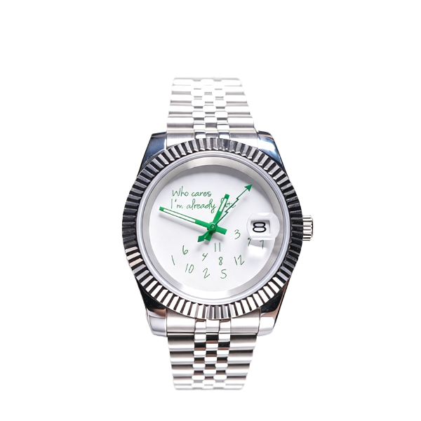 Green Custom NH35 Watch, Quote Dial